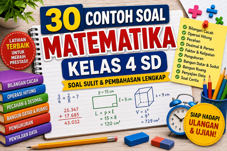 30 Contoh Soal Matematika Kelas 4 SD dan Jawaban