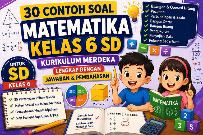 30 Contoh Soal Matematika Kelas 6 SD Kurikulum Merdeka dan Jawaban