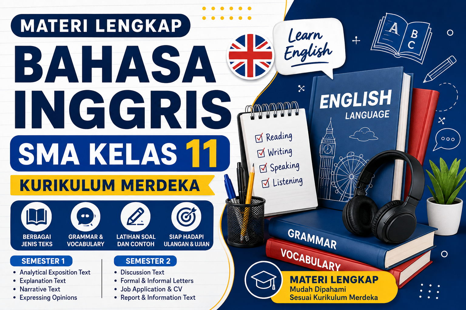Materi Bahasa Inggris SMA Kelas 11 Kurikulum Merdeka Semester 1 dan 2