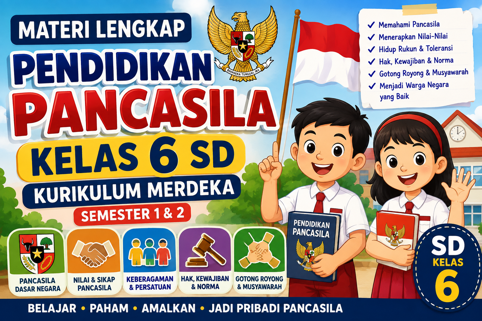Materi Pendidikan Pancasila Kelas 6 SD Kurikulum Merdeka Semester 1 dan 2